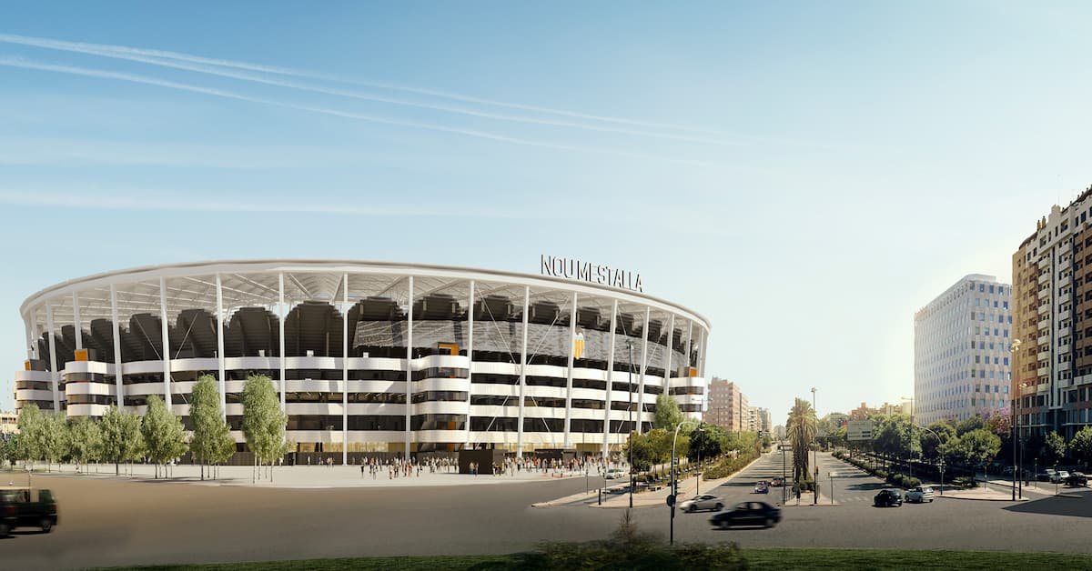 Estadio Nou Mestalla en construcción y la que será la nueva casa del Valencia CF