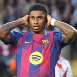 Marcus Rashford celebrando un gol con el FC Barcelona antes de su posible fichaje por el Atlético de Madrid por 30 millones de euros.