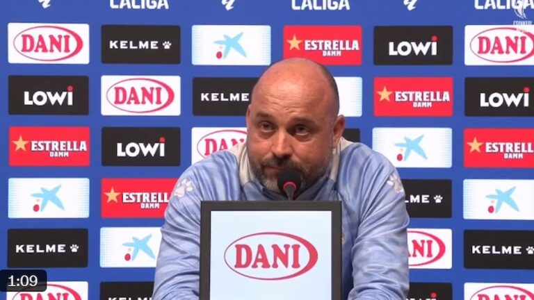 Manolo González, entrenador del RCD Espanyol, durante la rueda de prensa previa al partido contra el Athletic Club en San Mamés.