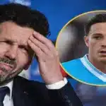 Giacomo Raspadori en un entrenamiento con el Atlético de Madrid, pendiente de su futuro con la Roma