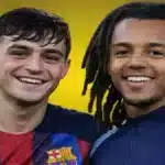 Pedri González y Jules Koundé entrenando con el FC Barcelona antes del derbi contra el Espanyol en enero 2026