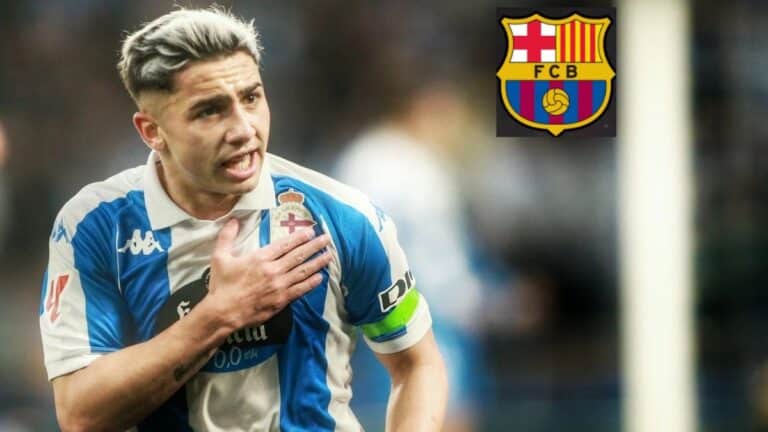 Yeremay Hernández, extremo del Deportivo de La Coruña, celebrando un gol y siendo vinculado con el FC Barcelona