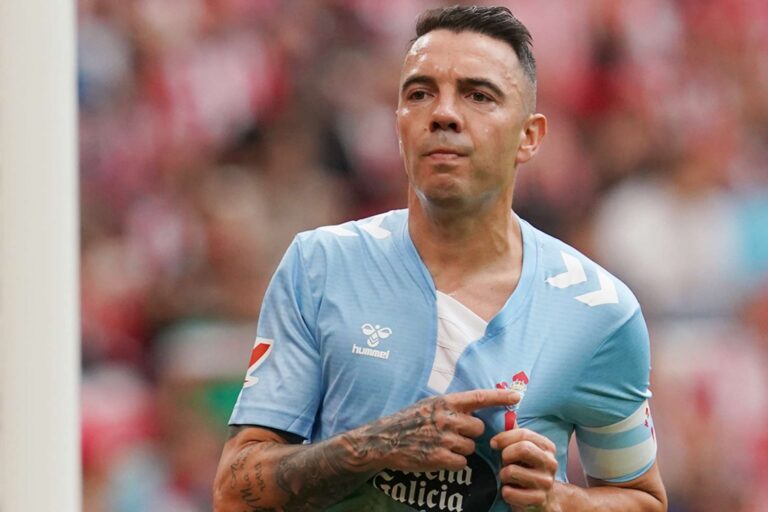 Iago Aspas durante un partido del Celta, representando la veteranía frente a la juventud de la plantilla