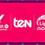 Logotipos de Mediapro, Ten y Liga F sobre un fondo de televisión, anunciando el fin de las emisiones de fútbol en TDT.