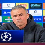 Luis Enrique, entrenador del PSG, durante un partido de Champions League tras ganar el sextete histórico