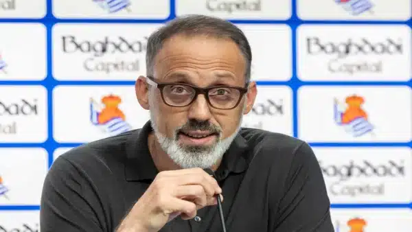 Pellegrino Matarazzo durante su presentación oficial como nuevo entrenador de la Real Sociedad.