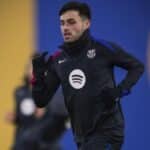 Pedri en el entrenamiento del Barça. en el Johan Cruyff.