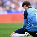 Álex Remiro lamentando un gol encajado con la Real Sociedad ante su caída de valor de mercado