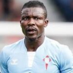 Joseph Aidoo celebrando su gran partido con el RC Celta ante el Valencia en Balaídos