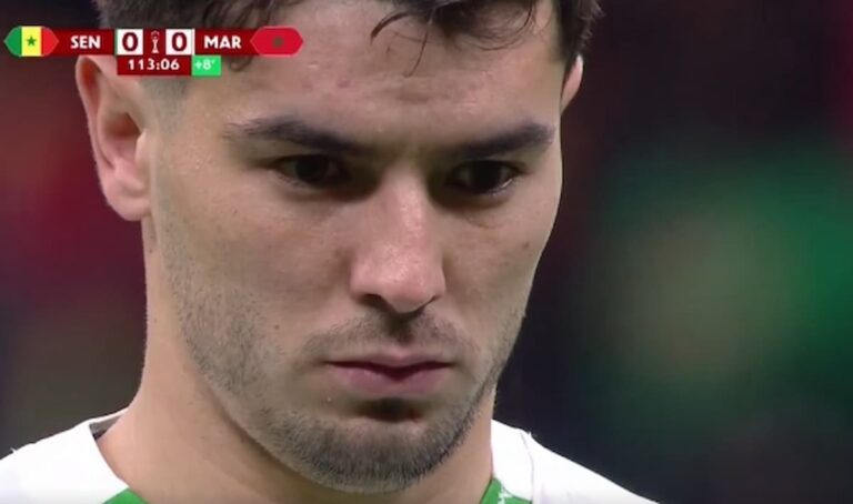 Primer plano de Brahim Díaz con gesto serio y afectado durante el desenlace de la Copa África 2026