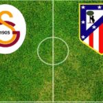 Gráfico del campo de fútbol con los escudos de Galatasaray y Atlético de Madrid para la previa de Champions.