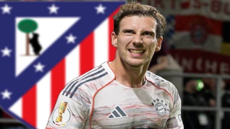 Leon Goretzka, centrocampista del Bayern Munich, durante un partido de Champions League, pretendido por el Atlético de Madrid.