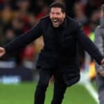 El Cholo Simeone celebrando efusivamente un gol en el Metropolitano