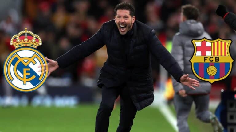 El Cholo Simeone celebrando efusivamente un gol en el Metropolitano