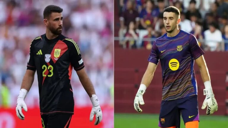 Montaje de Unai Simón y Joan García concentrados antes de la semifinal de la Supercopa en Arabia Saudí