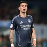 Franco Mastantuono con gesto serio durante un partido del Real Madrid en enero