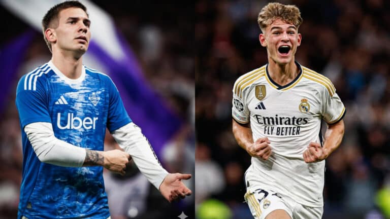 Nico Paz regresando al Real Madrid y Franco Mastantuono con la camiseta del Como 1907.