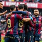 Jugadores del Levante celebran un gol en el Ciutat de Valencia