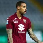 Cyril Ngonge con la camiseta del Torino en un partido de la Serie A, objetivo del Real Mallorca.