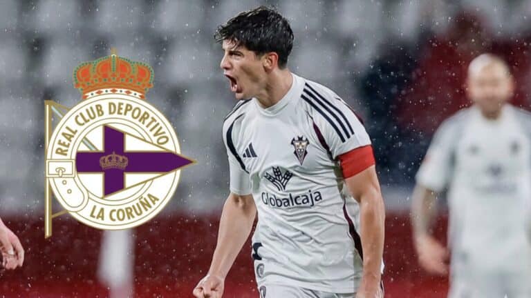 Riki Rodríguez, capitán del Albacete, durante un partido oficial antes de su fichaje por el Deportivo.