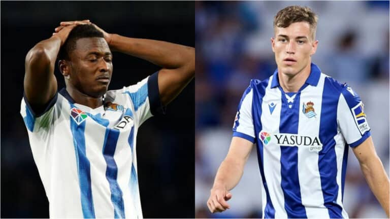 Montaje de Sadiq y Sucic. Ambos vieron el debut de Matarazzo desde el banquillo y podrían irse de la Real