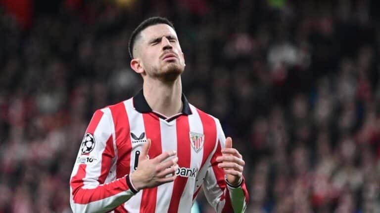 Oihan Sancet durante un partido del Athletic Club en la temporada 2025-26 de LaLiga EA Sports en un momento de sequía goleadora