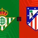 Escudos oficiales del Real Betis Balompié y Atlético de Madrid para el partido de Copa del Rey en La Cartuja.
