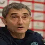 Ernesto Valverde, entrenador del Athletic Club, durante la rueda de prensa previa al partido ante el Elche CF en San Mamés.