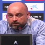 Manolo González, entrenador del RCD Espanyol, durante la rueda de prensa