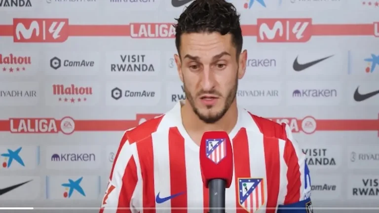 Koke Resurrección, capitán del Atlético de Madrid, durante la entrevista post-partido tras la derrota ante el Betis.