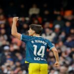 Ramón Terrats celebrando un gol con el RCD Espanyol, club que ha bloqueado su salida al Getafe.