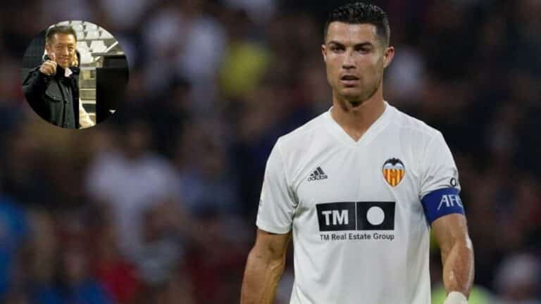 Montaje de Cristiano con la camiseta del Valencia. El portugués fue ofrecido a Peter Lim tras su desplante al Fondo Saudí