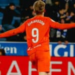 Orri Óskarsson celebrando su gol decisivo con la Real Sociedad en los cuartos de final de la Copa del Rey ante el Alavés.