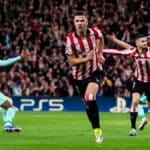 Gorka Guruzeta celebrando uno de sus goles con el Athletic Club durante la temporada 2026.