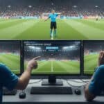 Gráfico de un árbitro pitando un penalti en Champions League vía VAR