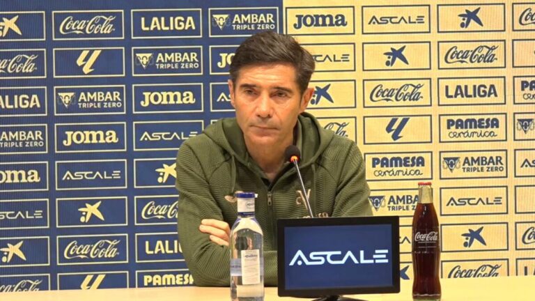Marcelino García Toral, entrenador del Villarreal CF, durante la rueda de prensa previa al partido ante el FC Barcelona en el Camp Nou