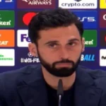 Álvaro Arbeloa en la rueda de prensa posterior al partido de Champions League contra el Manchester City en el Bernabéu, marzo de 2026.