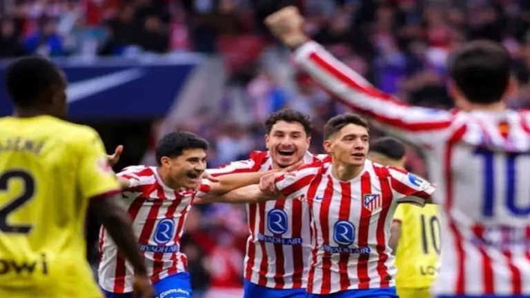 Nahuel Molina celebra su gol ante el Getafe en el minuto 8 del partido de la jornada 28 de LaLiga en el Riyadh Air Metropolitano