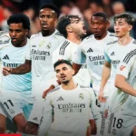 Real Madrid durante un enfrentamiento de LaLiga EA Sports en el estadio de Balaídos en Vigo