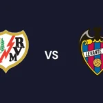 Escudos del Rayo Vallecano y el Levante UD enfrentados para el partido de la jornada 28 de LaLiga EA Sports en el Estadio de Vallecas