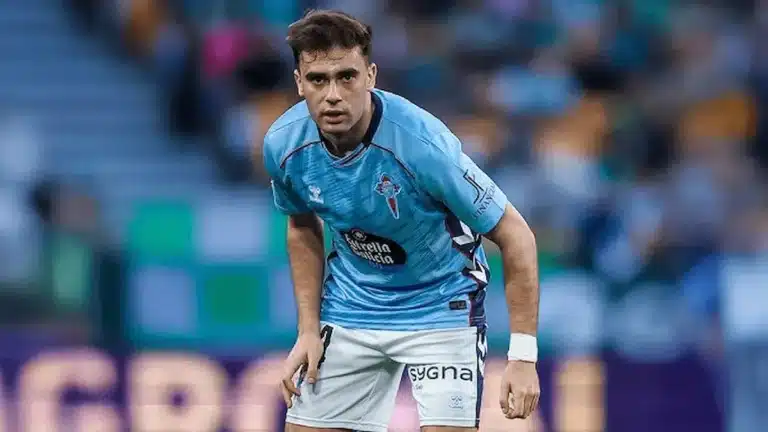 Hugo Rincón con la camiseta del RC Celta, canterano del Athletic Club cedido al Girona FC que marcó el primer gol del 3-0 ante su club cedente en la jornada 28 de LaLiga