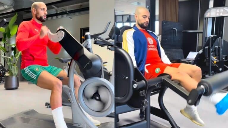 Sofyan Amrabat con la camiseta de la selección de Marruecos durante su período de recuperación antes de regresar al Real Betis