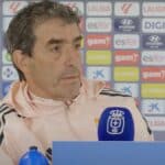 Guillermo Almada, entrenador del Real Oviedo, durante la rueda de prensa previa al partido ante el Rayo Vallecano en Vallecas