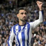 Brais Méndez celebra un gol con la Real Sociedad. El mediapunta regresó al once tras varias ausencias