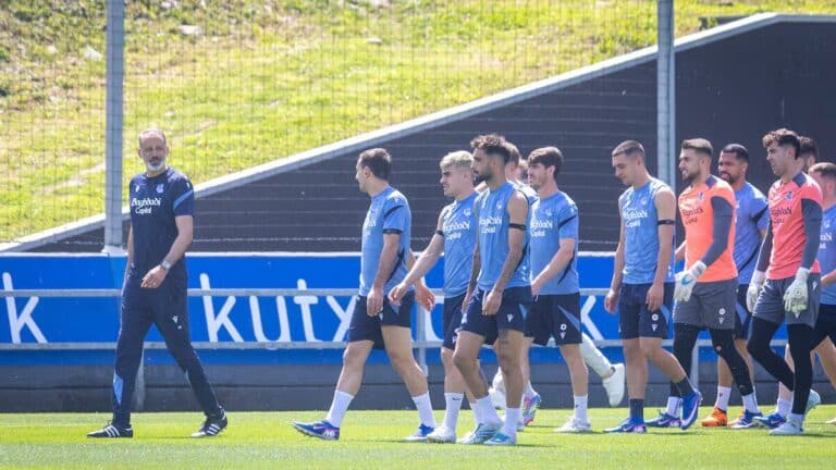 Matarazzo, en un entrenamiento en Zubieta.