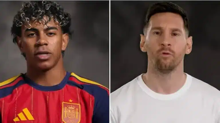 Lamine Yamal con la camiseta de España y Lionel Messi con camiseta blanca, posible duelo en el Mundial 2026
