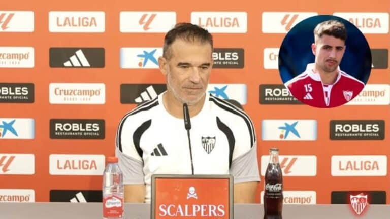 Luis García Plaza, entrenador del Sevilla, habla en la sala de prensa en la previa del partido ante el Deportivo