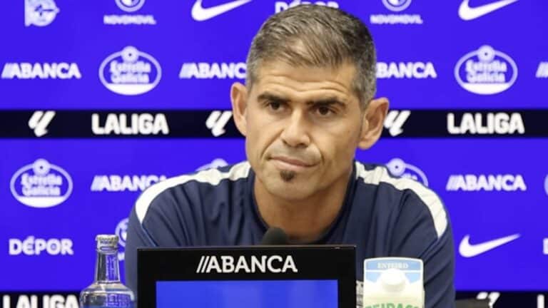 Antonio Hidalgo, entrenador del Deportivo de A Coruña, en la rueda de prensa previa al partido ante el Getafe CF, donde habló de José María Giménez, Marc Casadó, Yeremay y la dificultad del rival