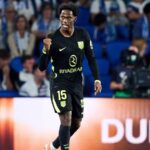 Jonathan David celebra un gol con la camiseta del Atlético de Madrid